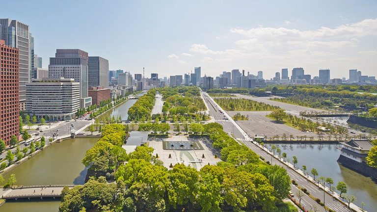 view of tokyo cityscape and gardens