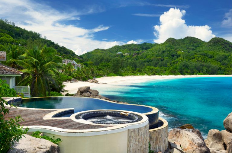 Villa pool and beach view
