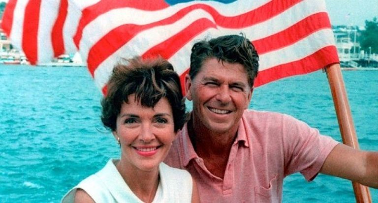 Ronald and Nancy Reagan on a boat