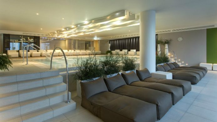 spa pool with lounge beds