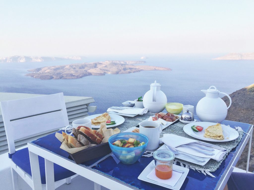 Iconic Santorini hotel brunch