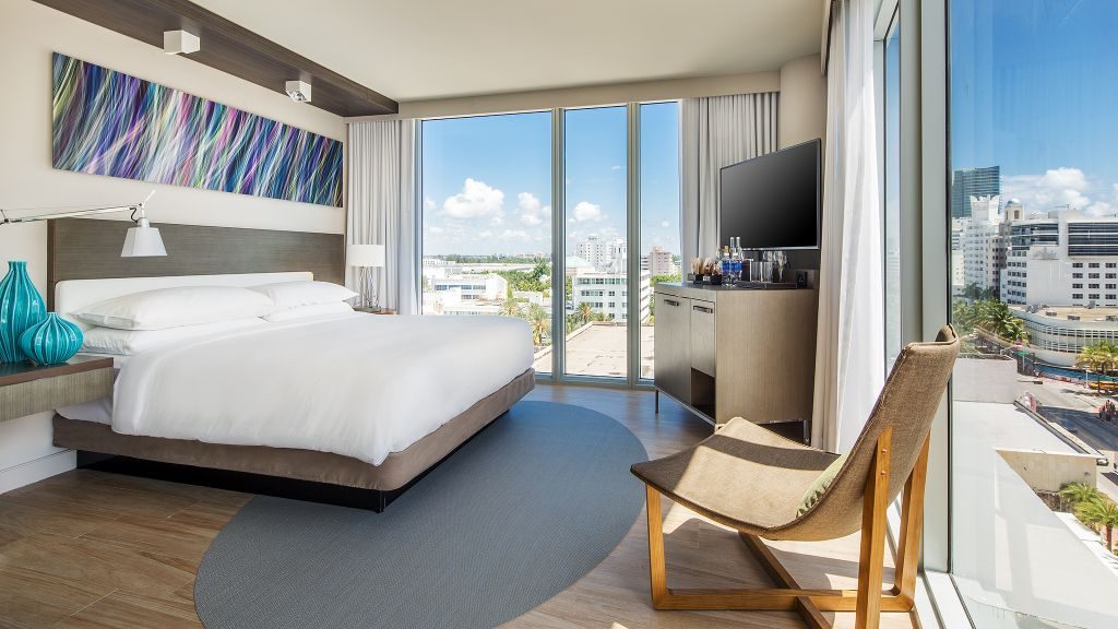 Hyatt Centric South Beach corner room with floor to ceiling windows