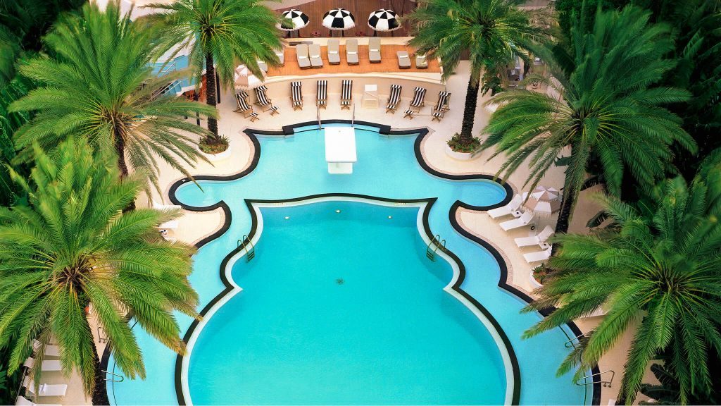 Aerial of The Raleigh's Art Deco pool