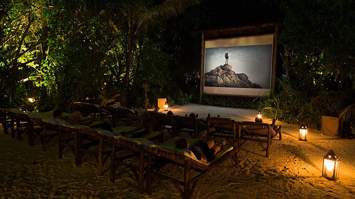 Gili Lankanfushi, Maldives outdoor movie in the jungle