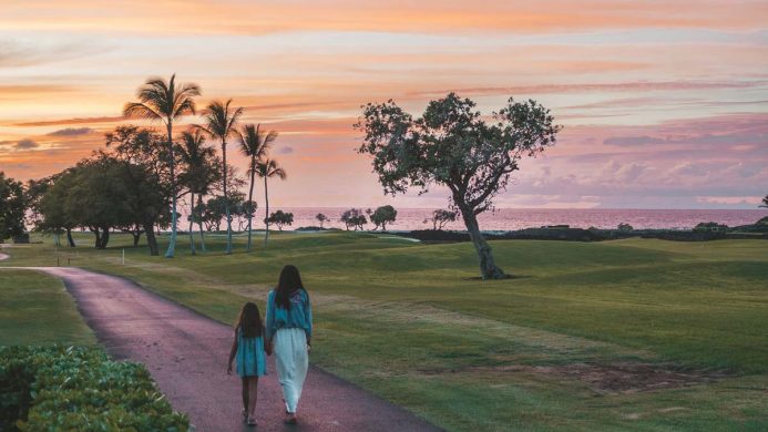 Mother daughter Big Island sunset