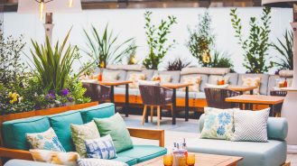 Rosewood Hotel Georgia Reflections Bar with summer theme
