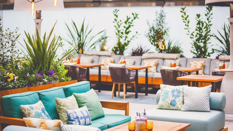 Rosewood Hotel Georgia Reflections Bar with summer theme