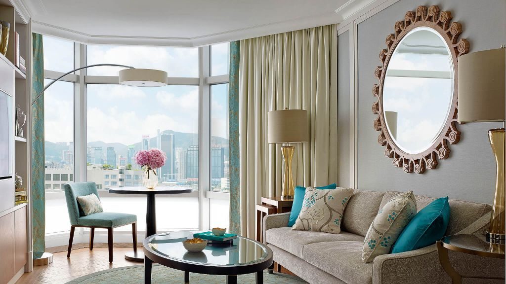 The Langham Hong Kong Suite Living Room with View of Hong Kong