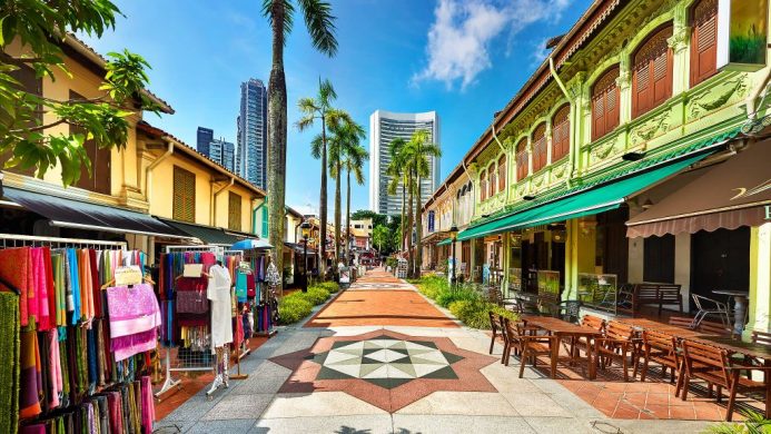 Sultan Mosque Street with Andaz Singapore hotel in the background