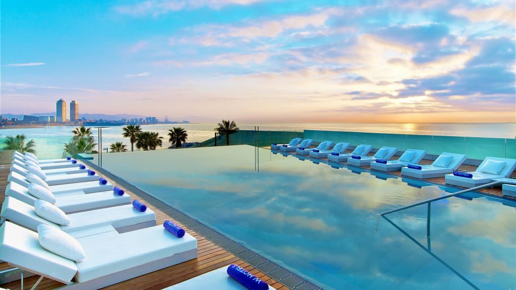 Pool deck towering over Mediterranean Sea