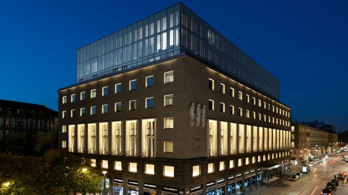 Armani Hotel Milano exterior at night