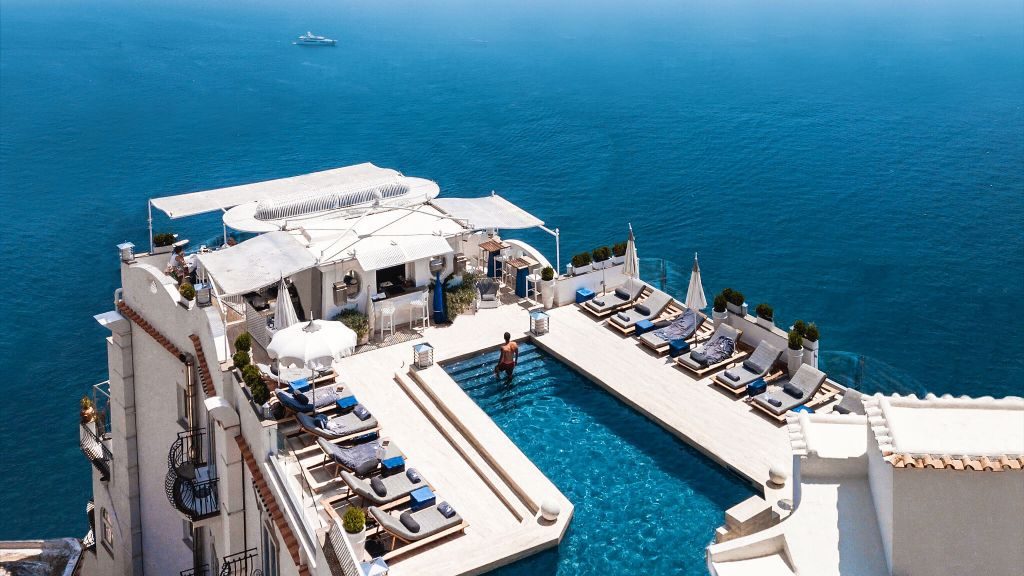 Villa Franca's rooftop pool hanging over the Mediterranean Sea