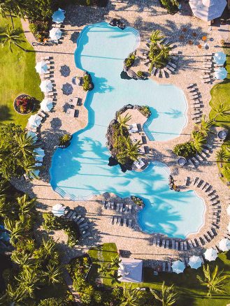 Fairmont Orchid Hawaii hotel pool aerial