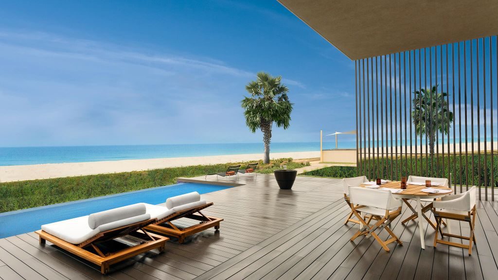The Oberoi, Al Zorah beachfront villa terrace with private pool