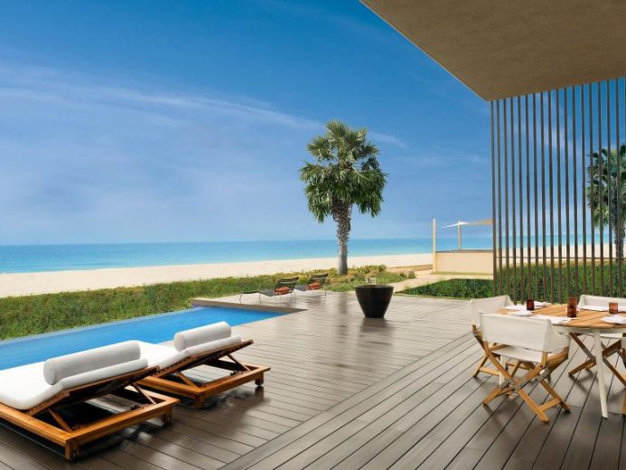 The Oberoi, Al Zorah beachfront villa terrace with private pool