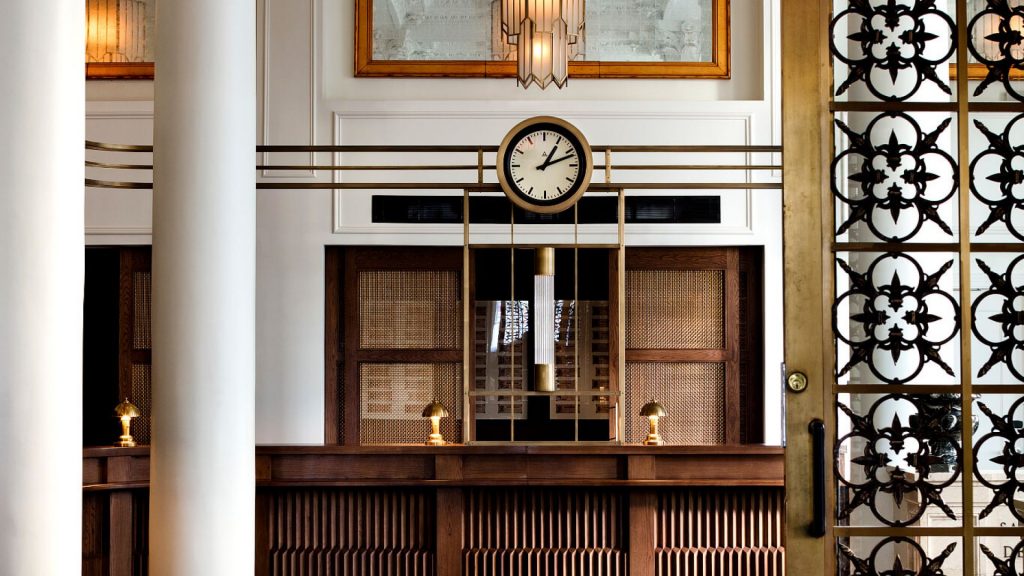 Riggs Washington DC hotel reception inside former bank building