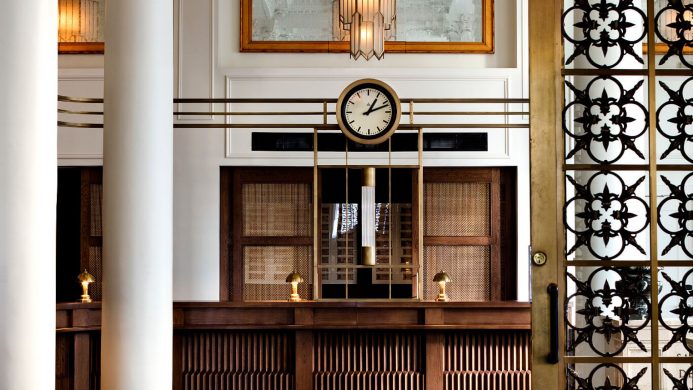 Riggs Washington DC hotel reception inside former bank building