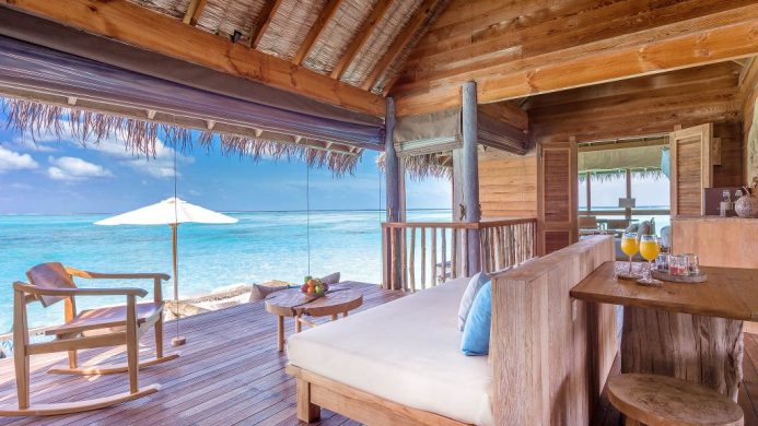 Gili Lankanfushi villa suite bedroom looking out to ocean