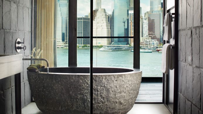 Bathtub in the Riverhouse Suite at 1 Hotel Brooklyn Bridge