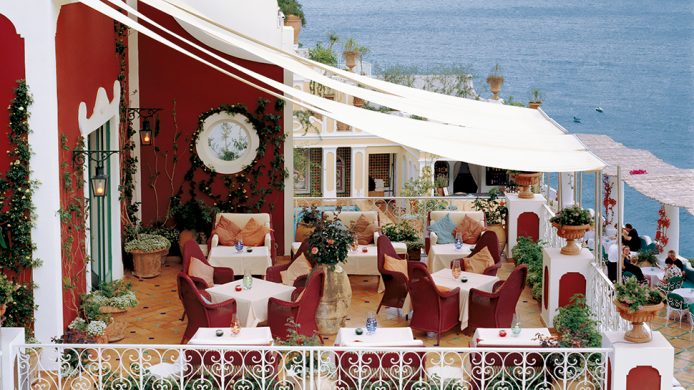 Outdoor Champagne Bar terrace at Le Sirenuse