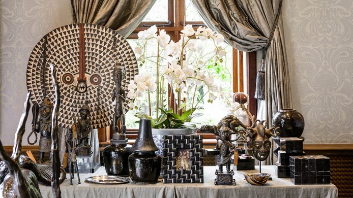 Singita boutique shop table holding home decor