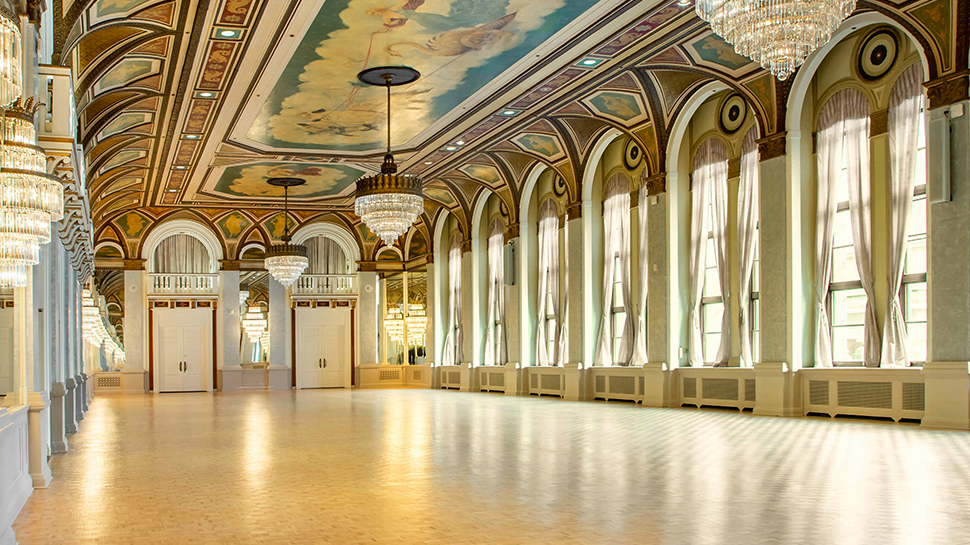 Fairmont Royal York's Ballroom with Italian-influenced colors and a painted ceiling