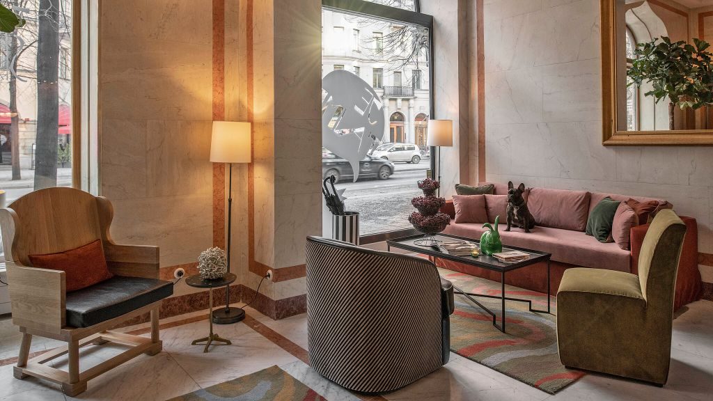 The Sparrow Hotel's lobby overlooking the street