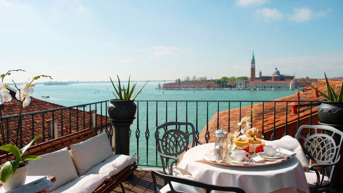 Hotel Metropole Venice's terrace dining overlooking the Venetian Lagoon