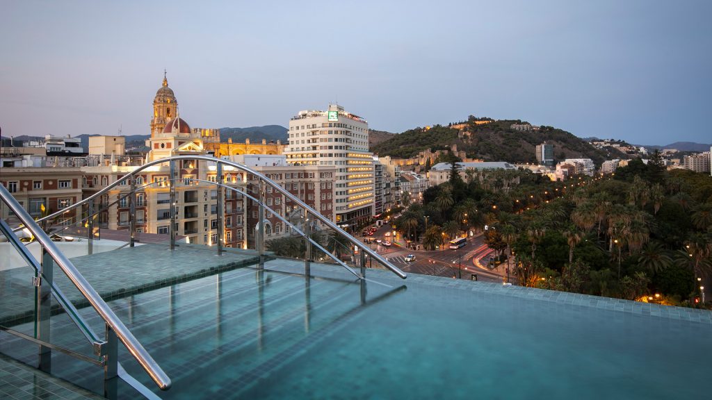 Only YOU Hotel Málaga's rooftop pool overlooking the city and port