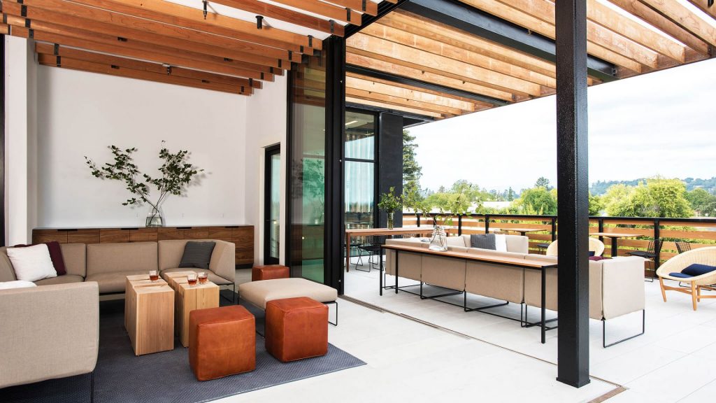 Harmon Guest House's indoor outdoor rooftop deck
