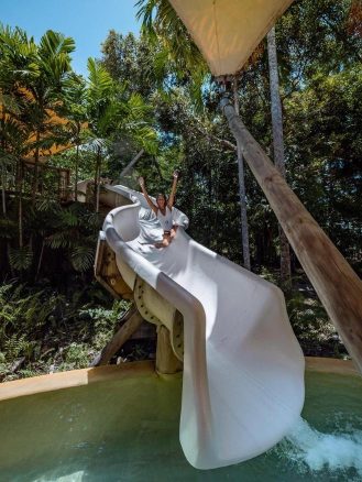 Waterslide at Beach Pool Reserve Villa at Soneva Kiri, Thailand resort