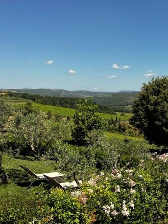 Tuscany Road Trip Travel Diary Hotel Le Fontanelle Chairs View