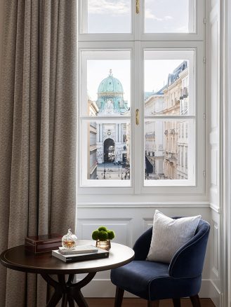 Rosewood Vienna room interior with courtyard view