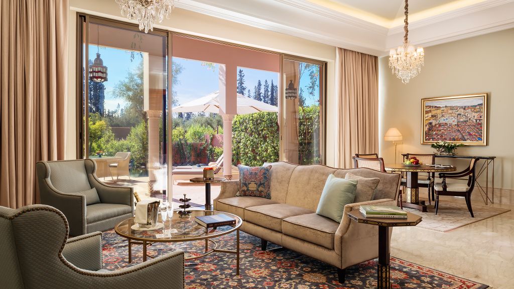living area of The Oberoi, Marrakech best presidential suite