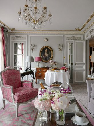 Hotel room design with beautiful furniture at Hôtel Plaza Athénée by Ana Linares @ananewyork