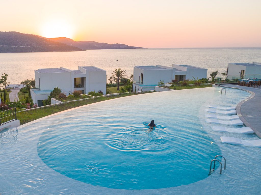 best hotels in Türkiye- Susona Bodrum's infinity pool at sunset