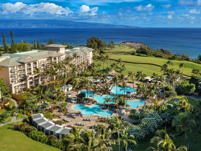 Spectacular view of The Ritz-Carlton, Kapalua, overlooking the Pacific Ocean.