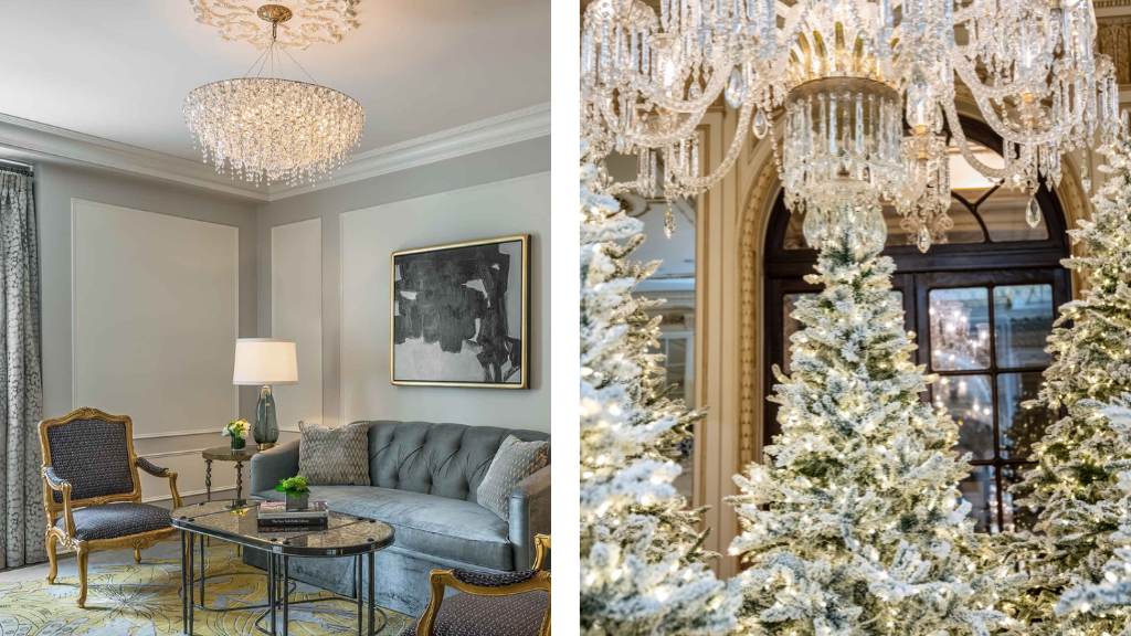 The Plaza Hotel with Festive Christmas Decorations.