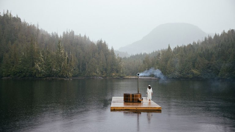 hotels with cold plunges COVER - Nimmo Bay floating sauna