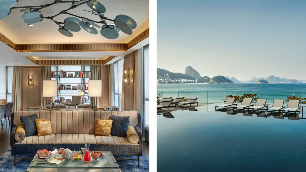 top events for 2024 - The Landmark Mandarin Oriental, Hong Kong (shown left) + Fairmont Rio de Janeiro Copacabana (shown right)