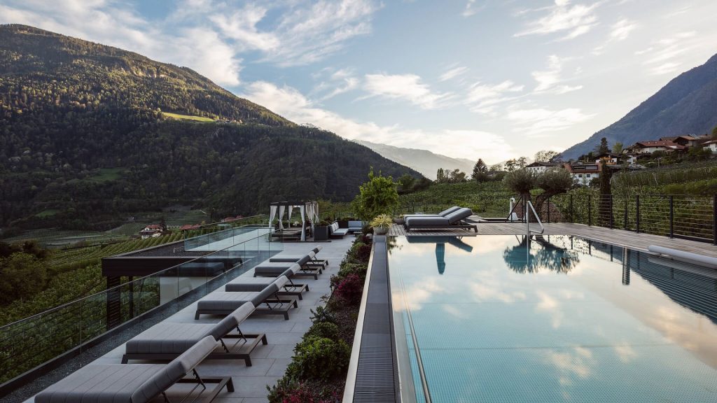Best All-Inclusive Luxury Resorts - Hotel AVIDEA's pool terrace overlooking the hills of Lagundo, Italy