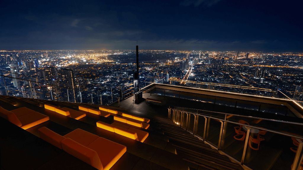 Skyscraper hotels - The Standard - Bangkok, Thailand - rooftop overlooking Silom and Sathon at night