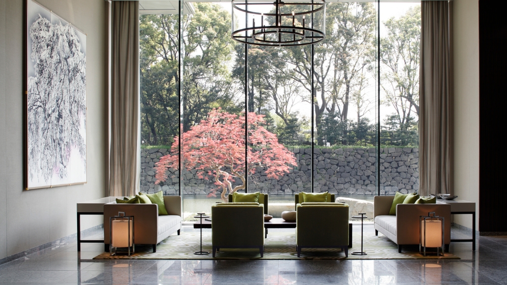 Educational vacations - Palace Hotel Tokyo -Tokyo, Japan - hotel lobby with floor-to-ceiling windows