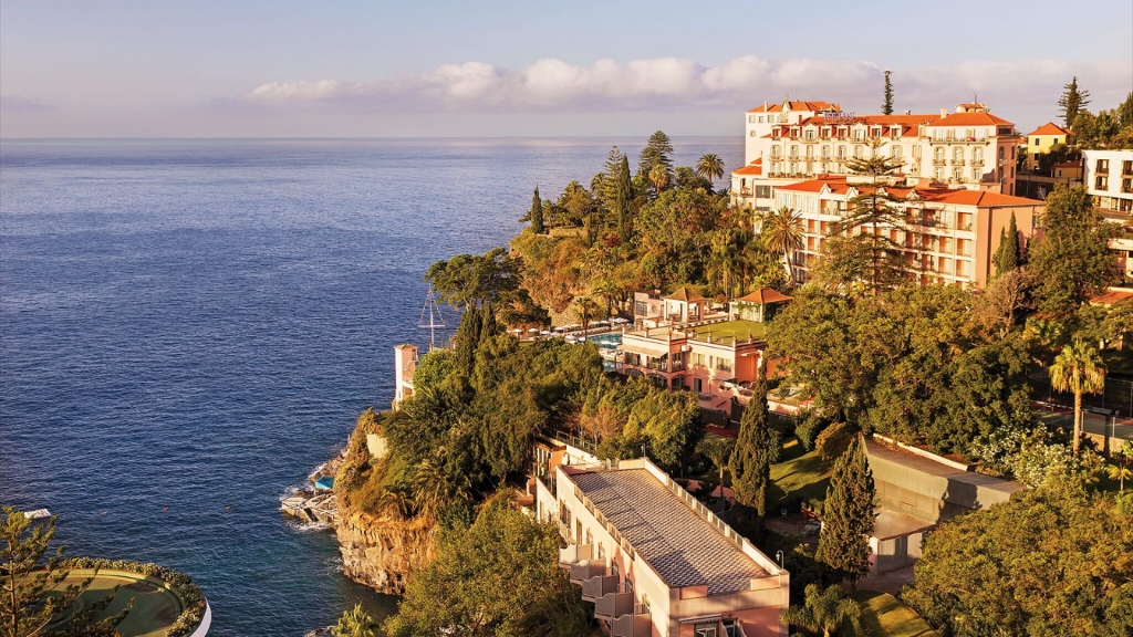 Educational vacations - Reid’s Palace, A Belmond Hotel - Madeira, Portugal - aerial shot of the hotel overlooking the Atlantic