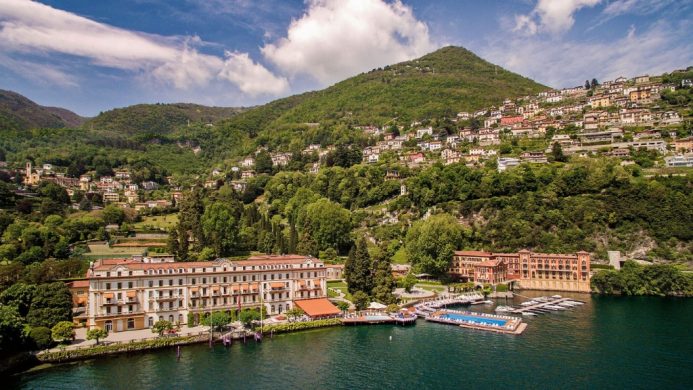 Opulent hotels - Villa d’Este - Lake Como, Italy - aerial view of the hotel, surrounding mountains and Lake Como