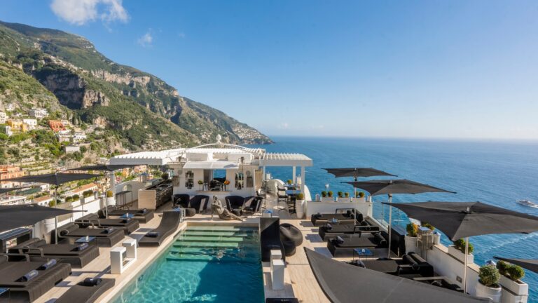 hotels with rooftop bars - Villa Franca Positano, Italy | view of the sea from rooftop
