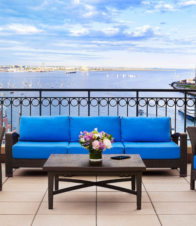 Day trip - Outdoor terrace facing the harbor at Boston Harbor Hotel, United States