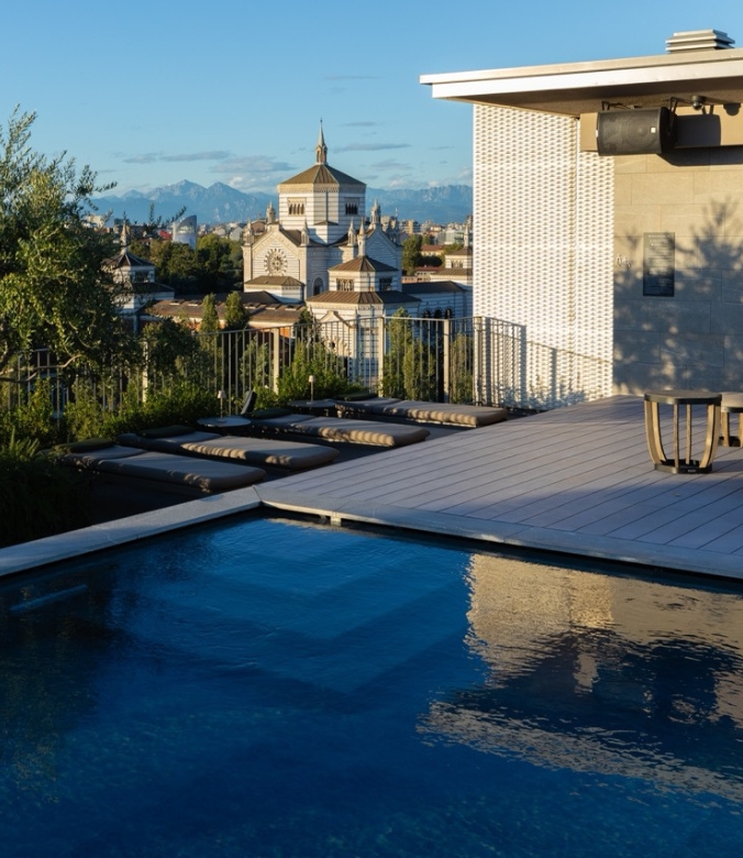 Day trip - Rooftop pool and terrace at Hotel VIU Milan, Italy