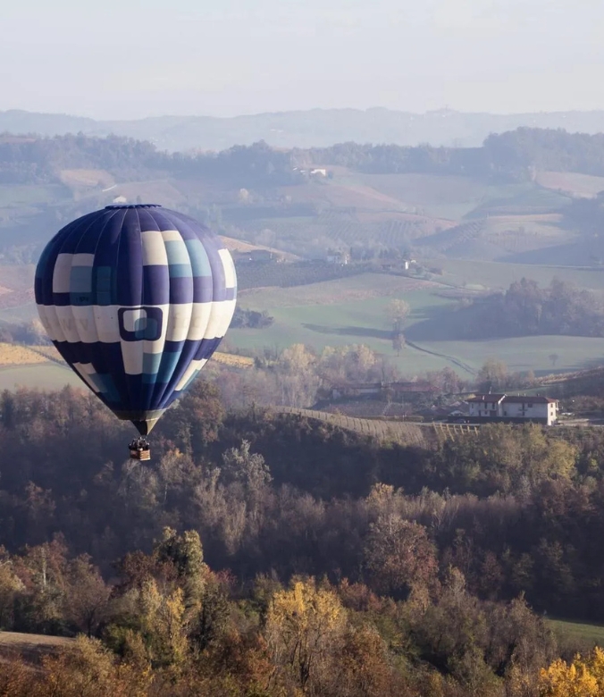 Day trip - Hot air balloon above vineyards in Piedmont, Italy