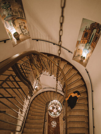 Where to stay in Sicily travel diary - a Villa Igiea staircase viewed from above